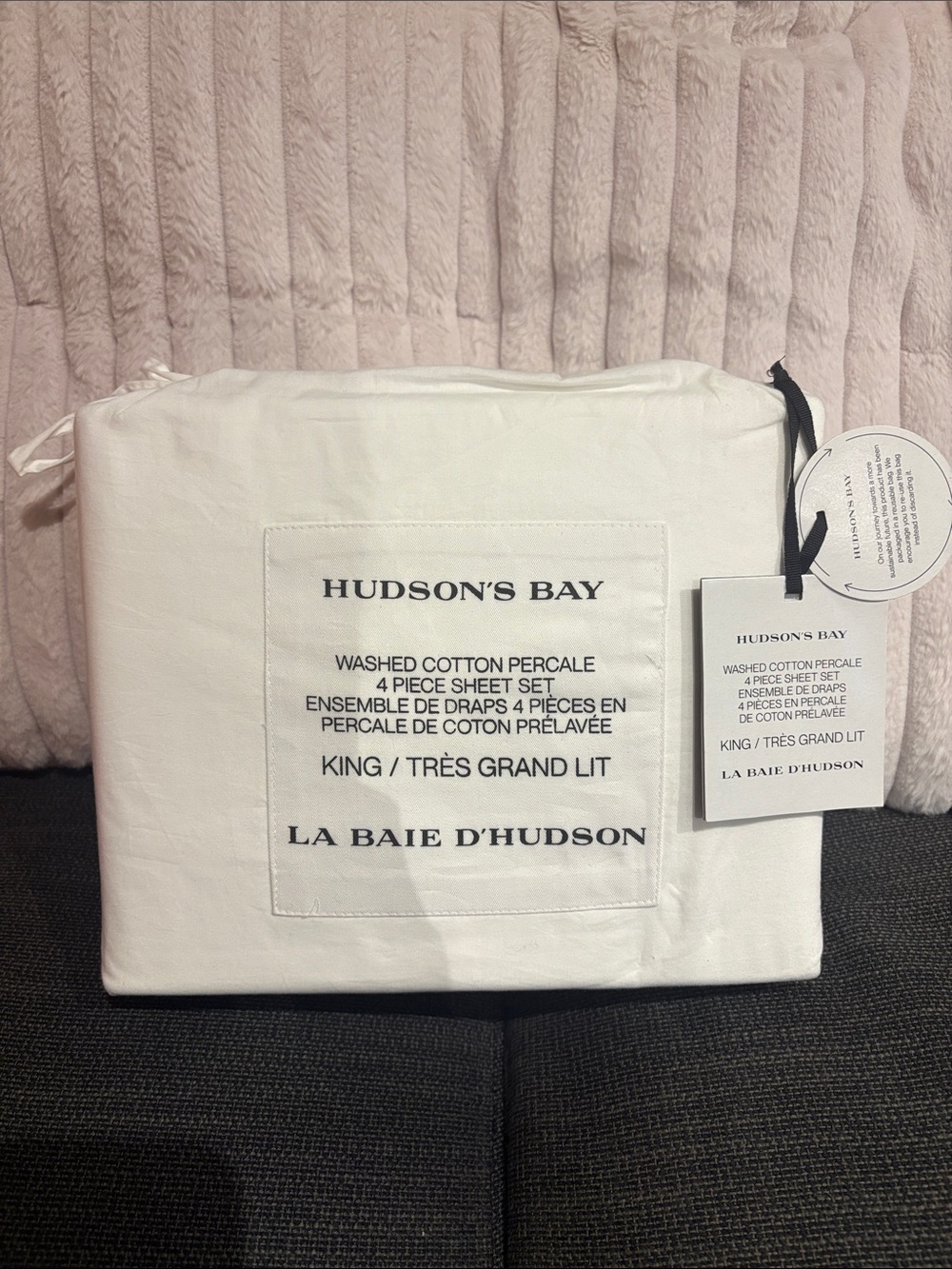 BNWT Hudson's Bay Company Washed Cotton Percale Sheet Set - White - King